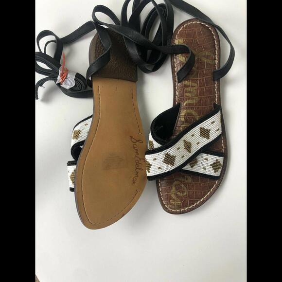 SAM EDELMAN "LUISA" BEADED ANKLE WRAP SANDAL SZ 8M - Picture 6 of 6